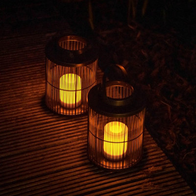 Valuelights Integrated Led Battery Operated Black Wire Basket Lantern Candlelight Lamp Warm White from B&Q