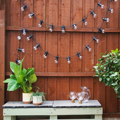 Valuelights 10 Pack Ip44 Rated 5.7M Integrated Warm White Led Festoon Clear Globe String Lights from B&Q