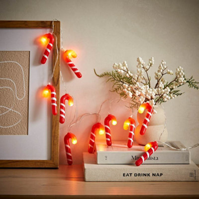 Valuelights Candy Cane Indoor String Lights Red