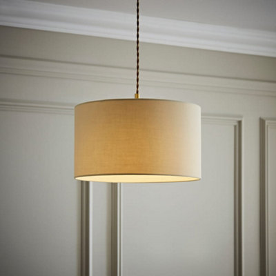 ValueLights Reni Natural Fabric Easy Fit Drum Ceiling Lamp Shade | Size: Medium - Image 6