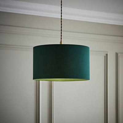 Valuelights Reni Forest Green Fabric Drum Ceiling Lamp Shade (D)35Cm from B&Q