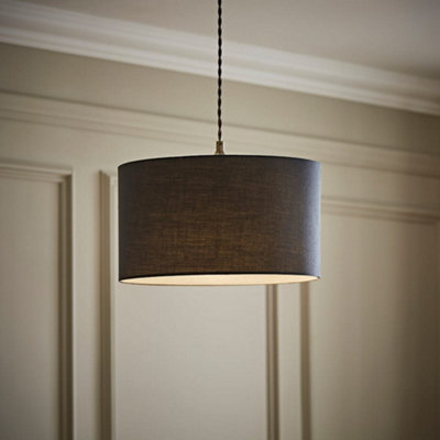 Valuelights Reni Charcoal Fabric Drum Ceiling Lamp Shade (D)35Cm from B&Q