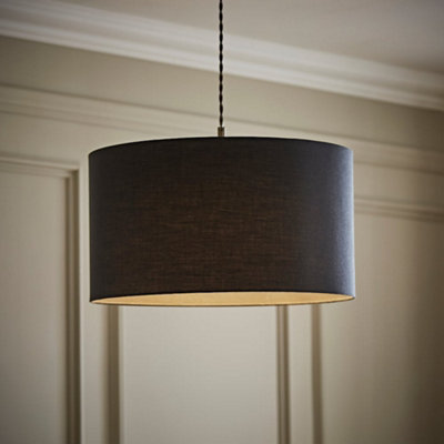 Valuelights Reni Charcoal Fabric Drum Ceiling Lamp Shade (D)45Cm from B&Q
