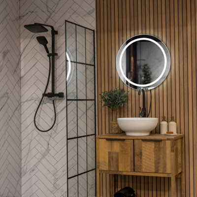Valuelights Mirror Ip44 Bathroom Round Demister Touch Control Led Strip 60Cm Mirror Light from B&Q
