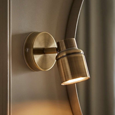 Valuelights Benton Antique Gold Single Ip44 Bathroom Wall Spotlight