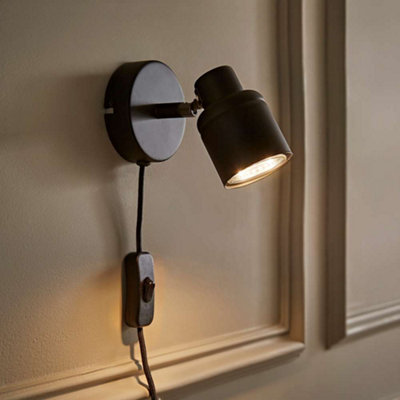 Valuelights Benton Black Plug In Wall Spotlight