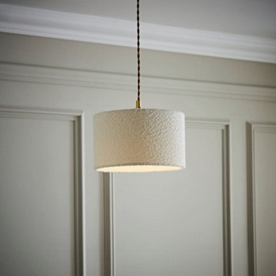 Valuelights Reni Cream Boucle Drum Ceiling Lamp Shade (D)25Cm from B&Q