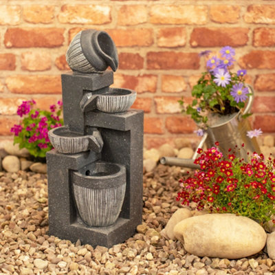 B&Q -  Solar Powered Stacking Pots Water Feature Outdoor Fountain