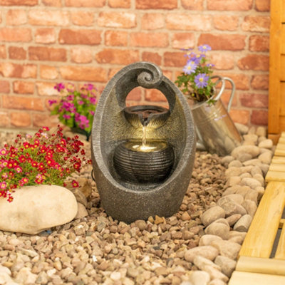 B&Q -  Solar Powered Swirl Water Feature Outdoor Fountain