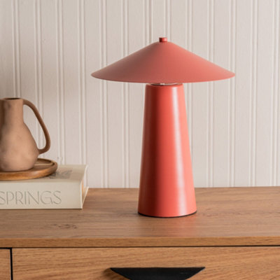 Valuelights Axel Coral Metal Bedside Table Lamp With Tapered Lampshade Living Room Bedroom Light from B&Q