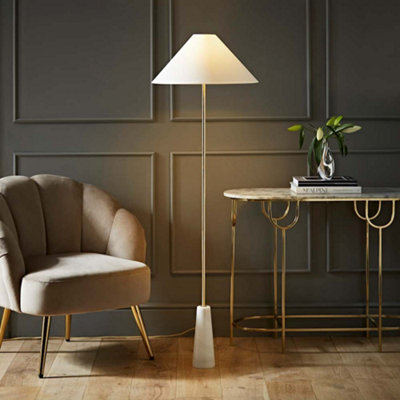 Valuelights Margot White Marble Base Floor Lamp With A Linen Tapered Lampshade from B&Q