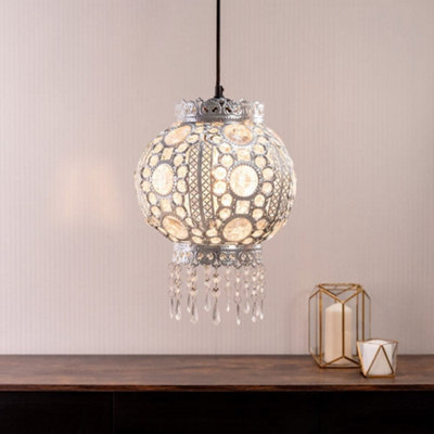 B&Q -  Bazaar Moroccan Jewelled Silver Ceiling Lamp Shade