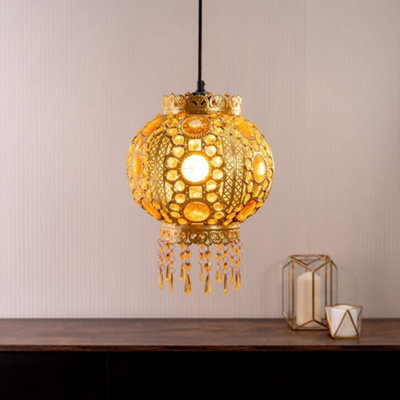 Valuelights Bazaar Moroccan Jewelled Gold Ceiling Lamp Shade from B&Q