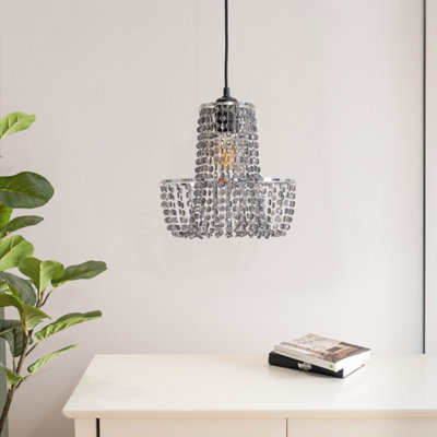 Valuelights Black Jewel Acrylic Droplet Chandelier Easy Fit Ceiling Light Shade Black/Light