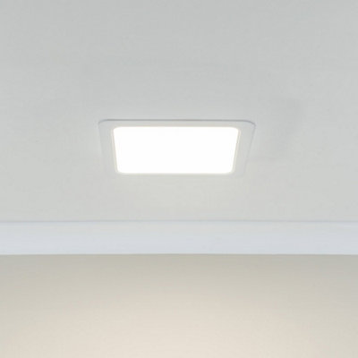 Valuelights Lacey White Square Ip44 Bathroom Flush Or Recessed Integrated Led Ceiling Light from B&Q