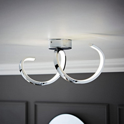 Valuelights Infinity Chrome Twist Ip44 Rated Bathroom Integrated Led Wall Ceiling Light