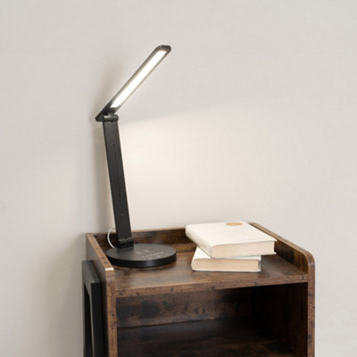Valuelights Black Kiko Dimmable Led Adjustable Task Desk Lamp With Wireless Charging