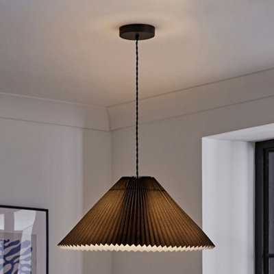 Valuelights Black/Light Akira Hanging Pendant Ceiling With Pleated Lampshade