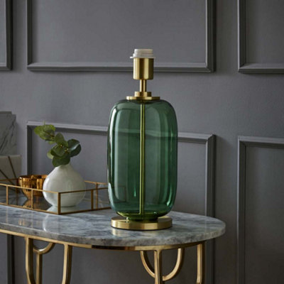 Valuelights Green/Gold Leigh Forest Glass And Detail Table Lamp Base