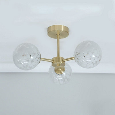 B&Q -  India White Confetti Glass 3 Way Flush Ceiling Light