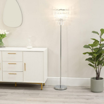 Valuelights Kelsks Chrome And Clear Jewel Droplet Floor Lamp from B&Q
