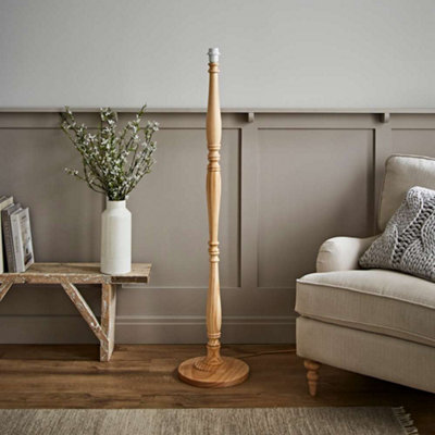 B&Q -  Victoria Traditional Light Wood Candlestick Floor Lamp Base