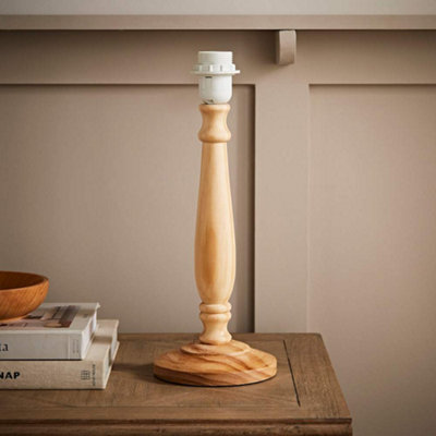 B&Q -  Victoria Traditional Light Wood Candlestick Table Lamp Base