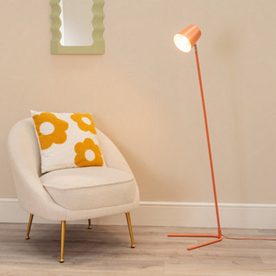 Valuelights Lark Coral Peach Metal Task Slimline Floor Lamp from B&Q