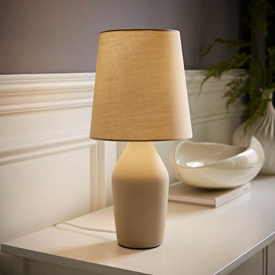 Valuelights Arlo Coffee Ceramic Base Table Lamp With Tapered Shade