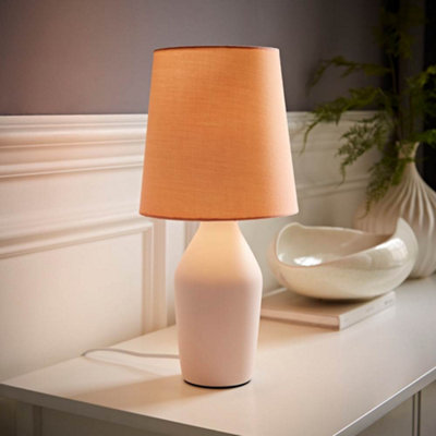 Valuelights Arlo Rose Ceramic Base Table Lamp With Tapered Shade Pink