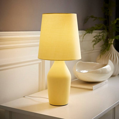 B&Q -  Arlo Sunshine Yellow Ceramic Table Lamp With Tapered Shade