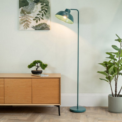 Valuelights Morris Teal Metal Stem Standing Floor Lamp With Angled Dome Shade For Living Room Office