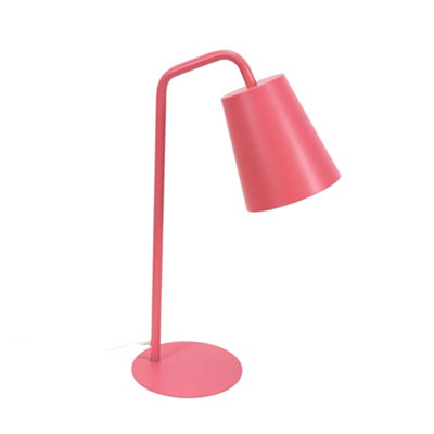 Valuelights Bibi Pink Metal Arched Stem Bedside Table Lamp For Bedroom Office Reading Light