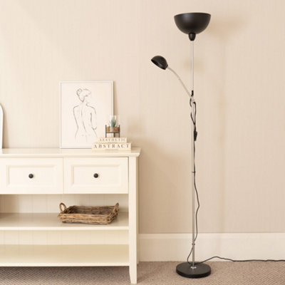 Valuelights Orion Black Metal Father And Son Reading Floor Lamp Mother And Child Adjustable Light from B&Q