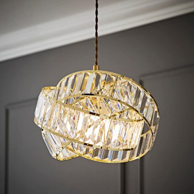 Valuelights Hudson Acrylic Jewel Intertwined Twisted Easy Fit Lamp Shade Gold
