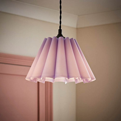 Valuelights Lauren Lilac Fabric Pleated Scallop Edge Tapered Ceiling Floor Table Lamp Shade (D)25Cm from B&Q