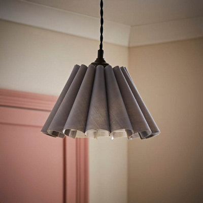 Valuelights Lauren Grey Fabric Pleated Scallop Edge Tapered Ceiling Floor Table Lamp Shade (D)25Cm from B&Q