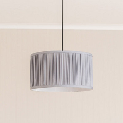 Valuelights Jess Powder Blue Fabric Ruched Pleated Large Drum Shade (D)35Cm from B&Q