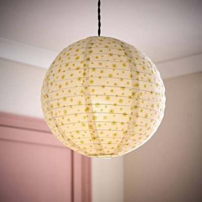 Valuelights Annie Ditsy Floral Natural Fabric Globe Ball Ceiling Lamp Shade