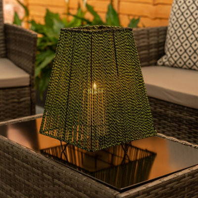 B&Q -  Battery Operated Outdoor Green Rope Candle Lantern Garden Light