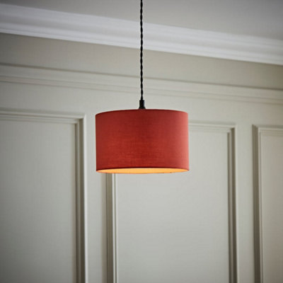 Valuelights Reni Rust Fabric Drum Ceiling Lamp Shade (D)25Cm from B&Q