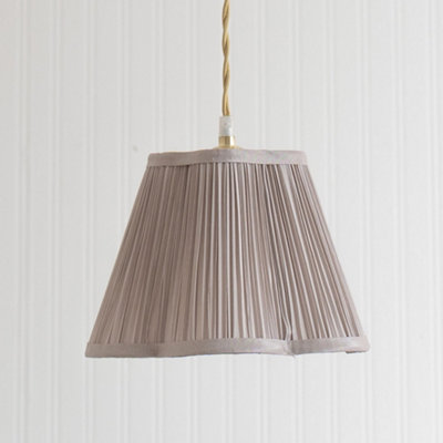Valuelights Loralei Light Grey Small Pleated Faux Silk Scalloped Easy Fit Lamp Shade (D)25.5Cm from B&Q