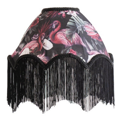 Valuelights Rosette Scalloped Flamingo Fabric Classic Lamp Shade With Black Tassels (D)30Cm from B&Q