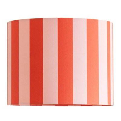 B&Q -  Callie Colour Clash Orange And Pink Stripe Large Fabric Drum Lamp Shade (D)29.5Cm