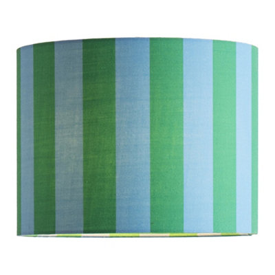 B&Q -  Callie Colour Clash Blue And Green Stripe Small Fabric Drum Lamp Shade (D)26Cm