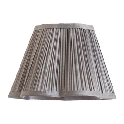 Valuelights Loralei Dark Grey Small Pleated Faux Silk Scalloped Easy Fit Lamp Shade (D)25.5Cm from B&Q