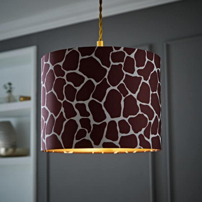Valuelights Oasis Giraffe Print Fabric With Metallic Gold Inner Drum Ceiling Lamp Shade (D)25Cm from B&Q