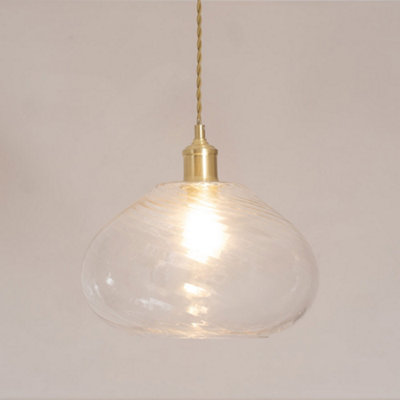 Valuelights Corinne Twill Spiral Bulbous Clear Glass Easy Fit Lamp Shade (D)31.5Cm from B&Q