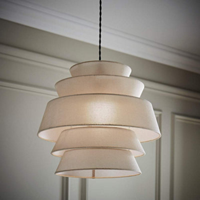Valuelights Valerie 5 Tier Natural Linen Ceiling Lamp Shade Cream/Grey/Golden