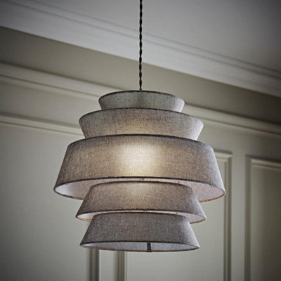 Valuelights Valerie 5 Tier Linen Ceiling Lamp Shade Grey
